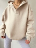 Autumn And Winter Women's Sweatshirts Solid Color Long-Sleeved Hooded Loose Hoodies For Women