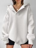 Autumn And Winter Women's Sweatshirts Solid Color Long-Sleeved Hooded Loose Hoodies For Women