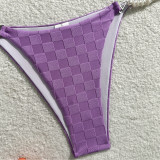 Checkerboard Texture Pearl String Sexy Bikini Two Piece Swimsuit