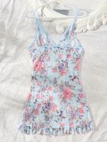 Sexy Erotic Pajamas Fashionable Printed Strap Nightdress