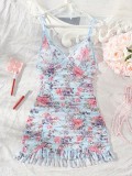 Sexy Erotic Pajamas Fashionable Printed Strap Nightdress