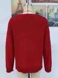 Women Knitting Round Neck Letter Long Sleeve Sweater