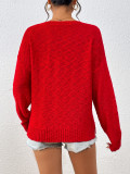 Women Knitting Round Neck Letter Long Sleeve Sweater