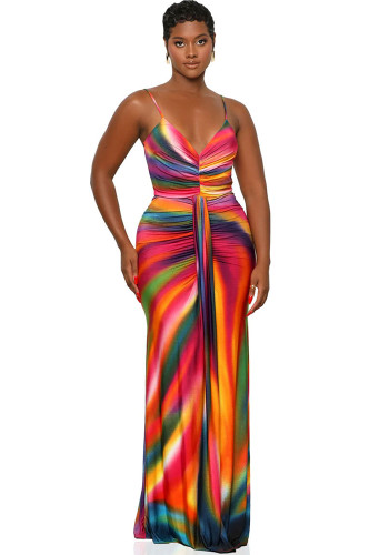 African Women Casual Sleeveless Printed Maxi Dress