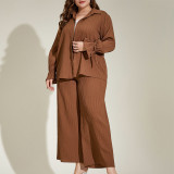 Plus Size Women Casual Loose Two-piece Set