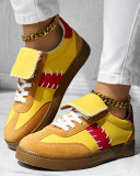 Women Two-Color Patchwork Tongue Round Toe Sneakers