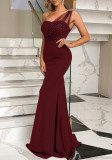 Women Sleeveless Mesh Formal Party Maxi Evening Dress