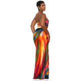 African Women Casual Sleeveless Printed Maxi Dress