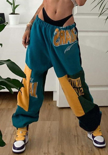 Women Trendy Patchwork Printed Sweatpants