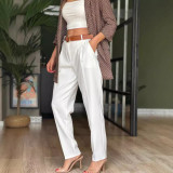 Women Casual Pocket Sleeveless Top And Pants Two-piece Set