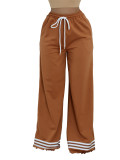 Casual Women's Loose Stripe Contrast Pocket Wide Leg Pants