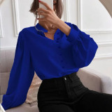 Women's Shirt Spring Elegant Solid Color Long Sleeve Button Loose Women's Top