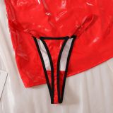 Contrast Color Erotic Sexy Three-Piece Lingerie Temptation Plaid Short Skirt Set