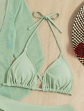 Three-Piece Long Mesh Skirt Lace-Up Swimsuit Bikini Cross-Leg