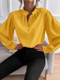 Women's Shirt Spring Elegant Solid Color Long Sleeve Button Loose Women's Top