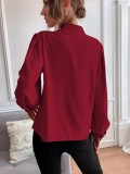 Women's Shirt Spring Elegant Solid Color Long Sleeve Button Loose Women's Top