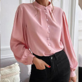 Women's Shirt Spring Elegant Solid Color Long Sleeve Button Loose Women's Top