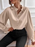 Women's Shirt Spring Elegant Solid Color Long Sleeve Button Loose Women's Top