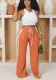 Women's Loose Stripe Contrast Casual Home Holidays Trousers Wide Leg Pants