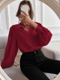 Women's Shirt Spring Elegant Solid Color Long Sleeve Button Loose Women's Top