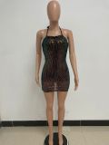 Women's Luxury Low Back Halter Neck Sequin Bodycon Dress