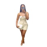 Women Sexy Strapless Top and Shorts Two-piece Set