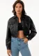 Women Loose Casual Long-sleeved Single-breasted Turndown Collar Crop Jacket