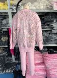 Women Casual Knitting Loose Ragged Sweater Pants Two-piece Set