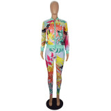 Women Floral Print Top and Pant Sports Two-piece Set