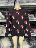 Women Loose Contrast Jacquard Knitting Sweater