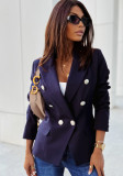 Women Long-sleeved Solid Double-breasted Blazer