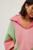 Women Patchwork Contrast Color Casual Sports Hoodies