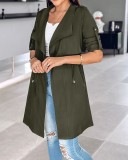 Women Fall/Winter Loose Solid Maxi Windbreaker Coat