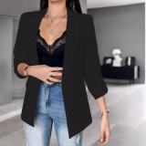 Women Autumn and Winter Long Sleeve Solid Blazer