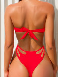 Women Bikini Sexy Knot Backless Solid Swimwear