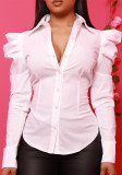 Women Fall/Winter Long-sleeved Solid Shirt