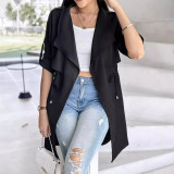 Women Fall/Winter Loose Solid Maxi Windbreaker Coat