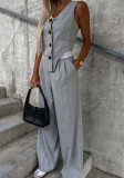 Women Fall Asymmetric Design Sleeveless Vest Trousers Two-piece Set