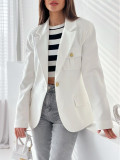 Women Long-sleeved Single-breasted Solid Blazer