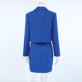 Autumn Solid Color Fashion Jacket Split Short Skirt Two Piece Suit