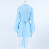 Summer Autumn Solid Color Long-Sleeved Elegant Dress For Women