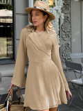 Summer Autumn Solid Color Long-Sleeved Elegant Dress For Women