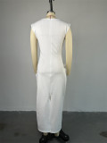 Women Summer Short Sleeve Solid Pleated Maxi Dress