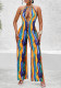 Women's Clothing Summer Halter Neck Sleeveless Sexy Wide Leg Printed Casual Jumpsuit