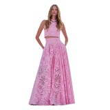 Autumn Women's Chic Sleeveless Embroidery Hollow Lace Top Long Skirt Holidays Two-Piece Set