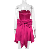 Summer Chic Strapless Bow Decoration Mini Party Dress