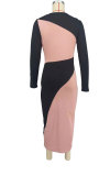 Women's Autumn Winter Fashion Long Sleeve Slit Casual Long Dress