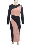 Women's Autumn Winter Fashion Long Sleeve Slit Casual Long Dress