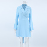 Summer Autumn Solid Color Long-Sleeved Elegant Dress For Women