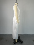 Women Summer Short Sleeve Solid Pleated Maxi Dress
